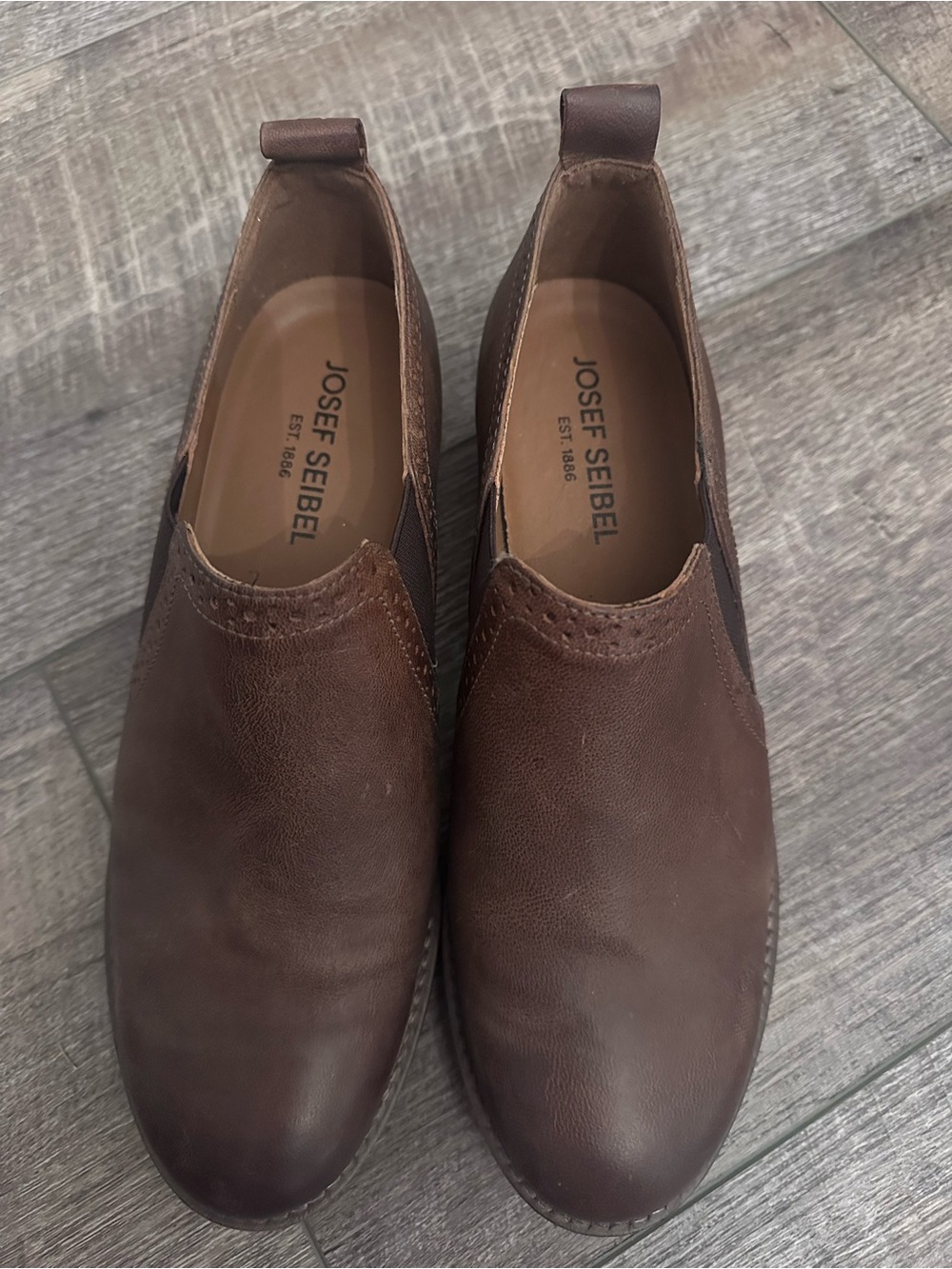 Josef Seibel Brown Leather Slip-On Loafers